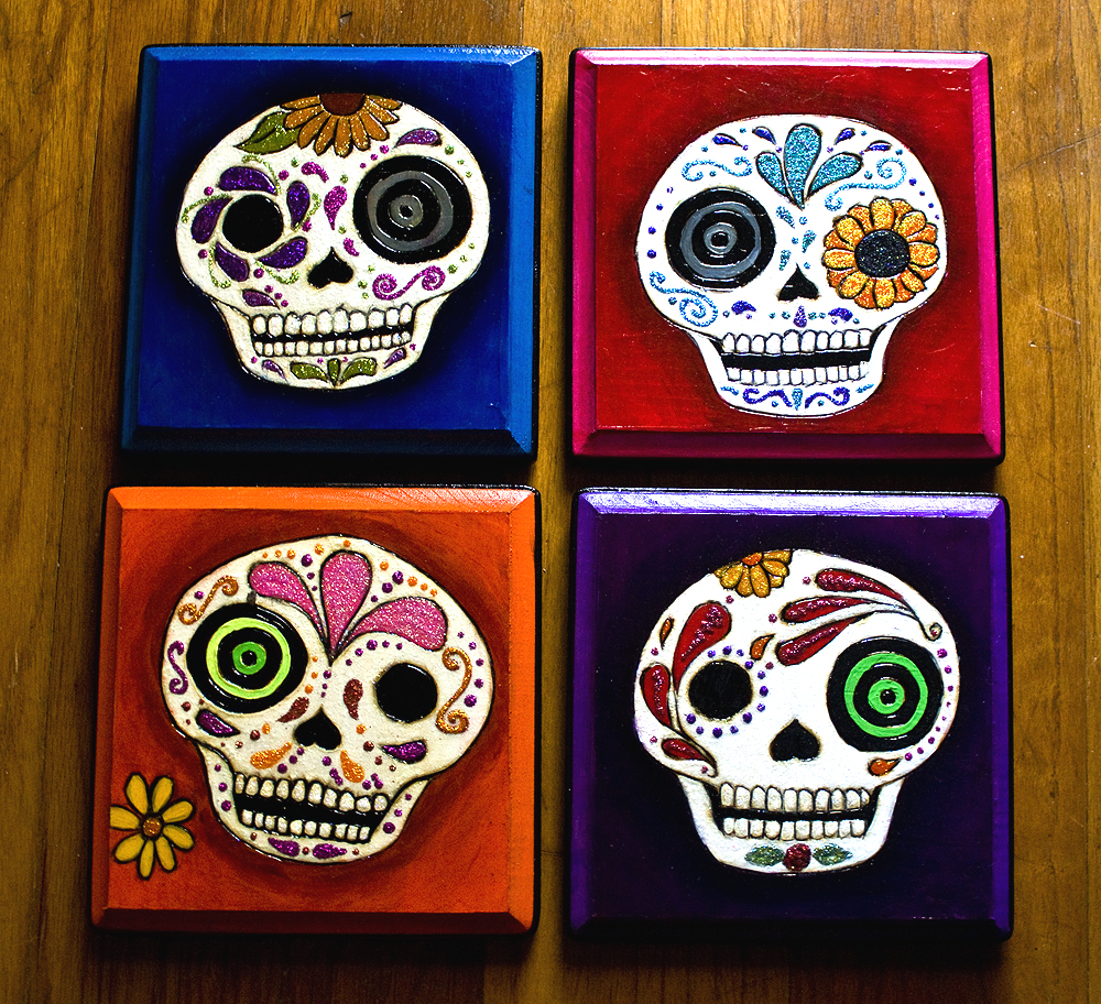 Sugar skull paintings by Krissi Sandvik