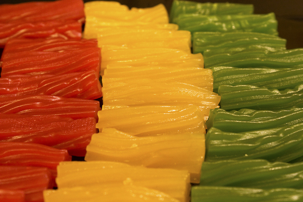 Red, gold & green licorice