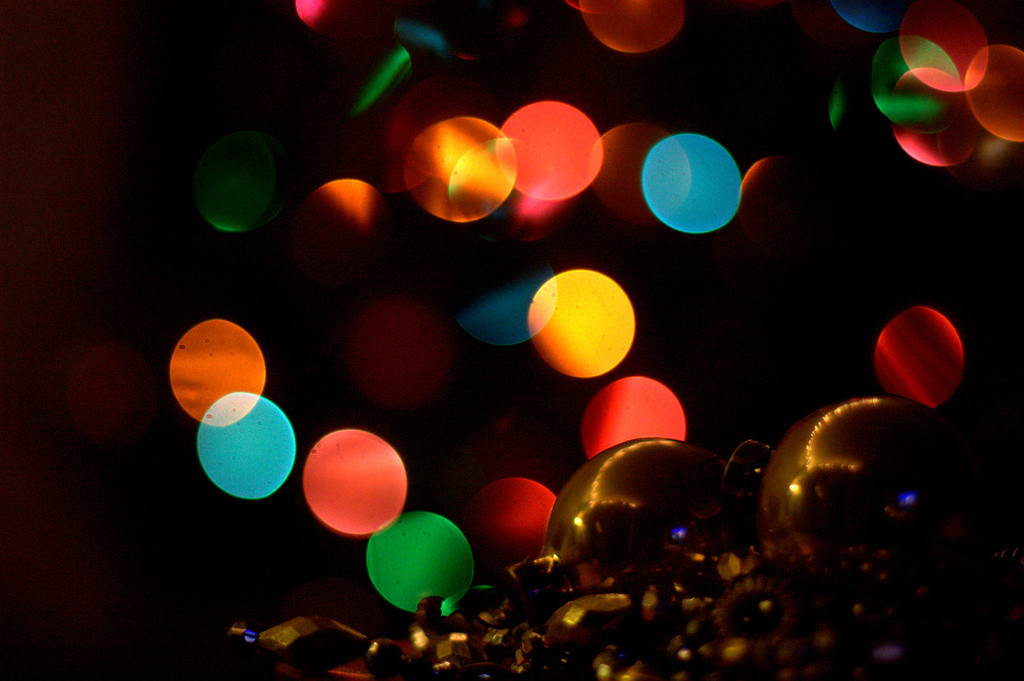 Christmas ornaments and tree lights