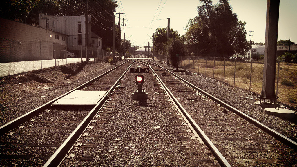 Train tracks in downtown Sacramento