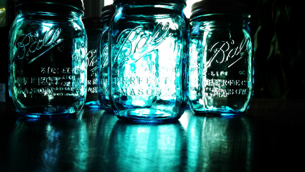 Blue canning jars