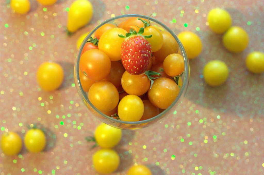 Cherry tomatoes in a glass